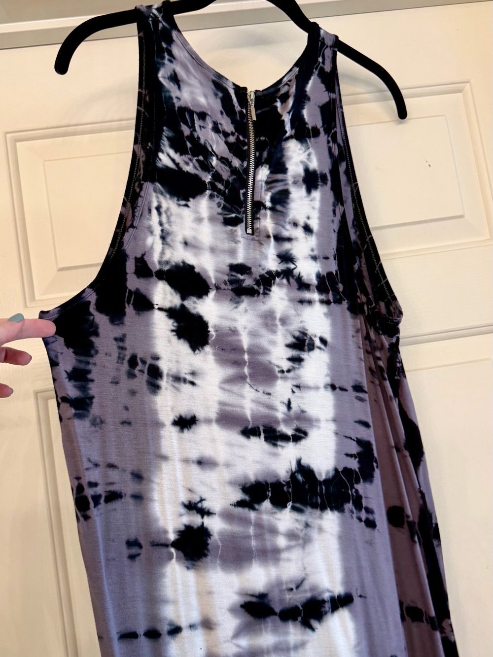 Gray Black Tie Dye Swing Tunic Tank Top Sleeveless Size Large